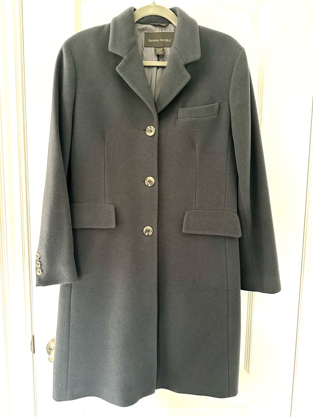 Banana Republic Y2K Women's Dark Grey Single-Breasted Wool-Blend Coat